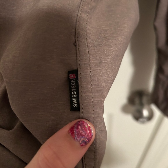 Swiss tech gray/beige/brown button down shirt - Picture 2 of 3